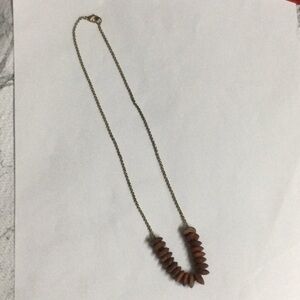 Goldtone chain with wood  Beaded Necklace